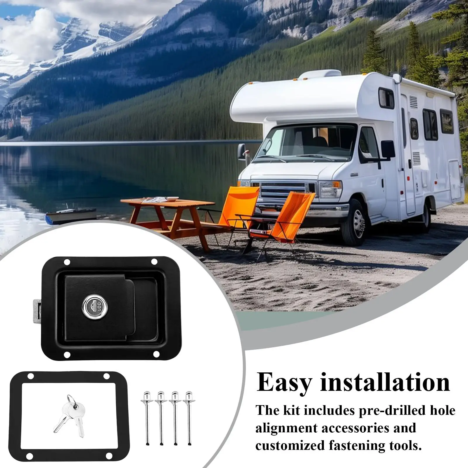 RV Entry Door Lock Set Anti-Rust Long-Lasting Security Hardware for Car Motorhome Closet Trailer Apartment Camping