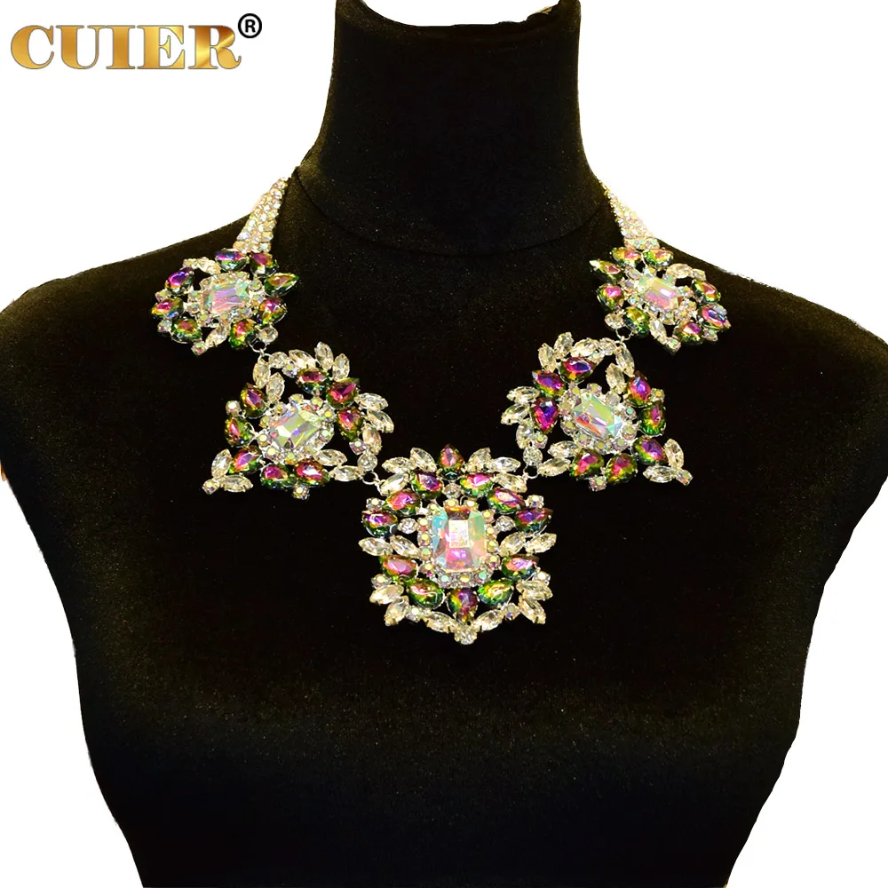 CUIER Mysterious Necklace for Women Jewelry Glass Gemstones Rhinestones Accessories for Wedding