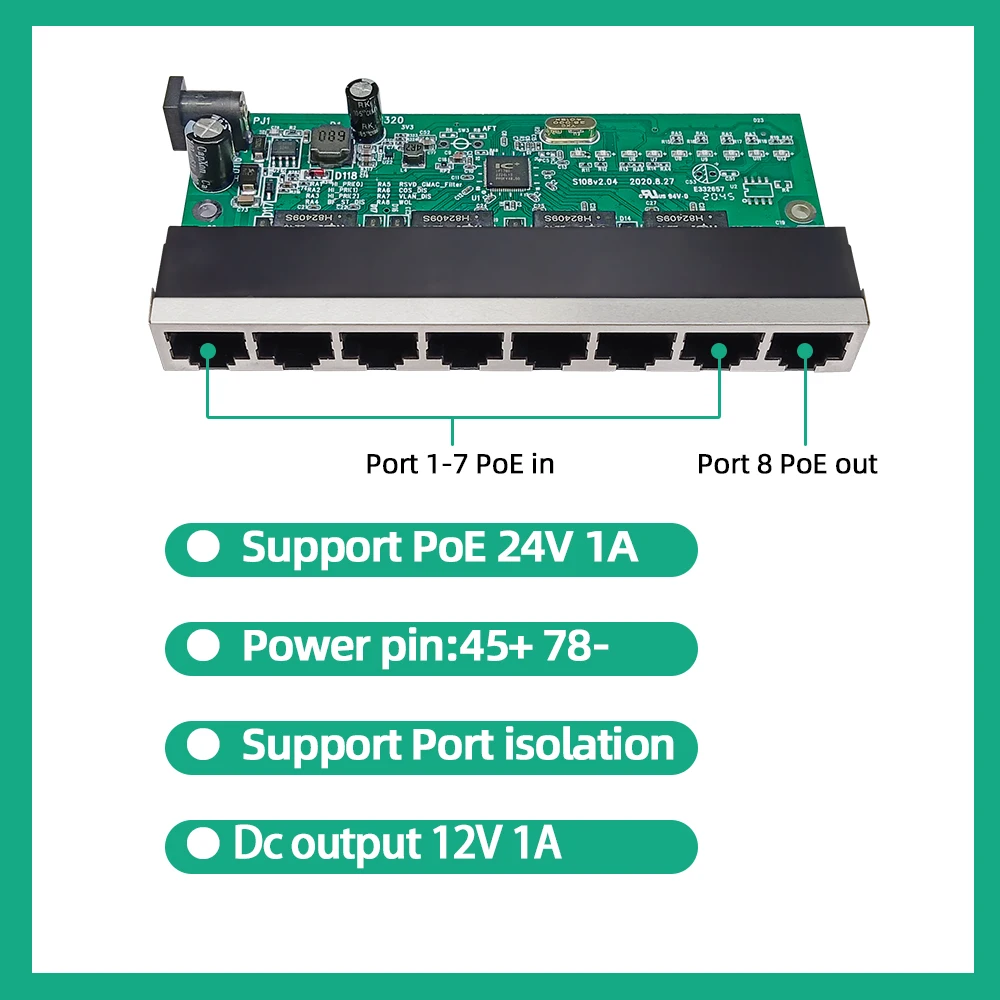 Wholesale oem odm 8 port Rpoe 100Mbps fast Ethernet switch 12-24V input VLAN isolation reverse PoE