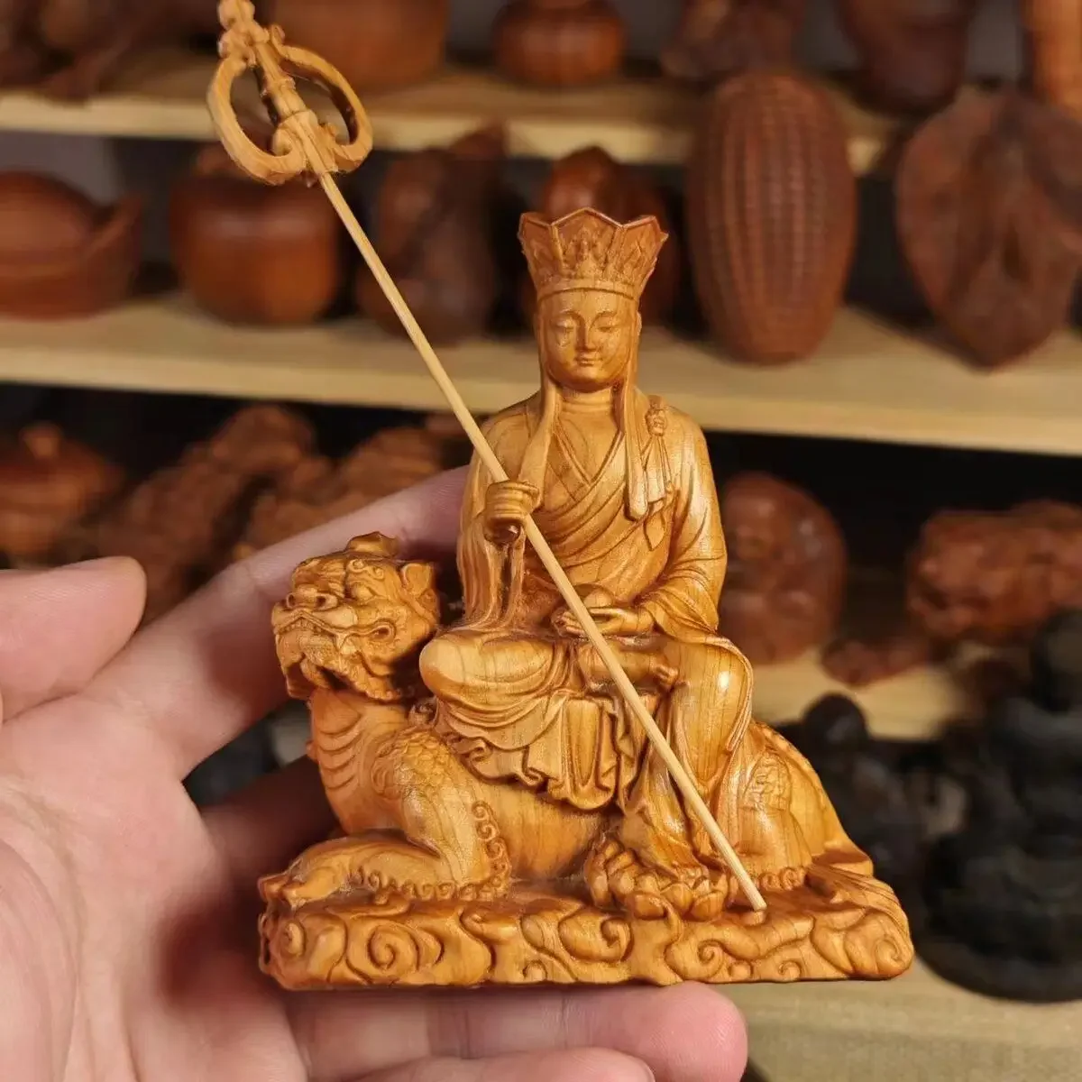fx-18-taihang-thuja-wood-carving-ksitigarbha-bodhisattva-figure-buddha-statue-ornament-home-figure-decoration