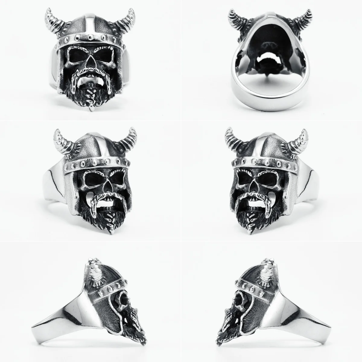 Viking Helmet Skull Ring 316L Stainless Steel Men Norse Myth Warrior Rock for Rider Male Boyfriend Jewelry Best Gift Accessories