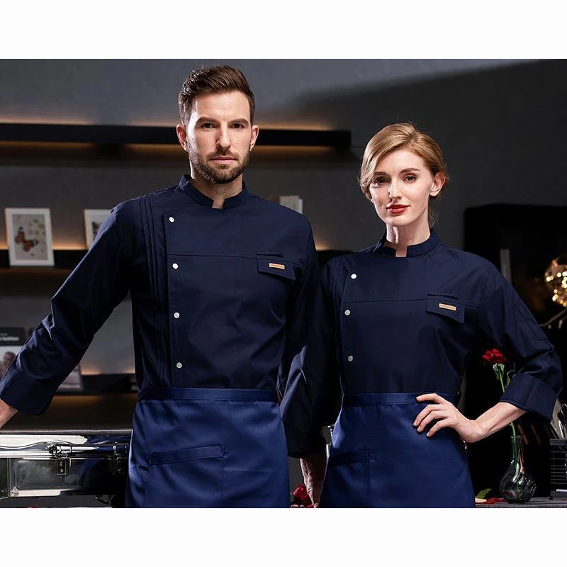 Long Sleeve แจ็คเก็ตสำหรับ Men Women ครัวปรุงอาหาร Coat ร้านอาหาร Waiter Uniform