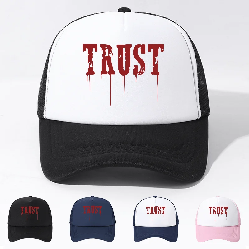 TRUST Graphic Trucker Hat Breathable Adjustable Snapback for Men Women Outdoor Sports Fishing Camping