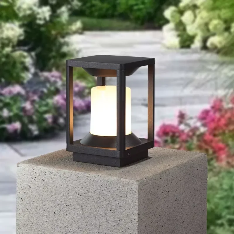 Lawn Lamp, Outdoor Waterproof Garden Lamp, square and Round Electric Garden Villa Wall Lamp, Simple Modern Pillar Lamp
