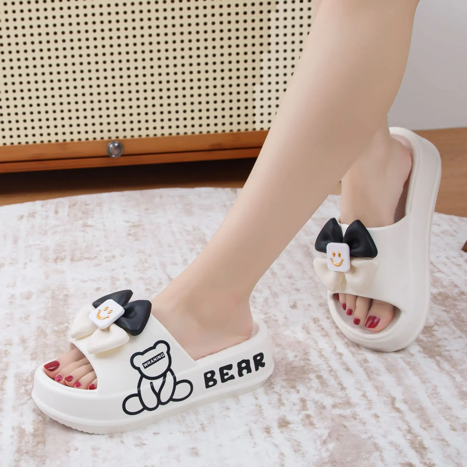 Cool Home Women Casual Cute Wear Beach Eva Bow Material Slippers Bear