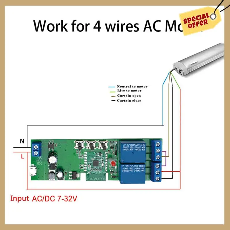 Ewelink 2 채널 Wifi 전기 선형 액추에이터 모터 컨트롤러 12V 24V 110V 220V 2CH 릴레이 인터럽터-WMAN
