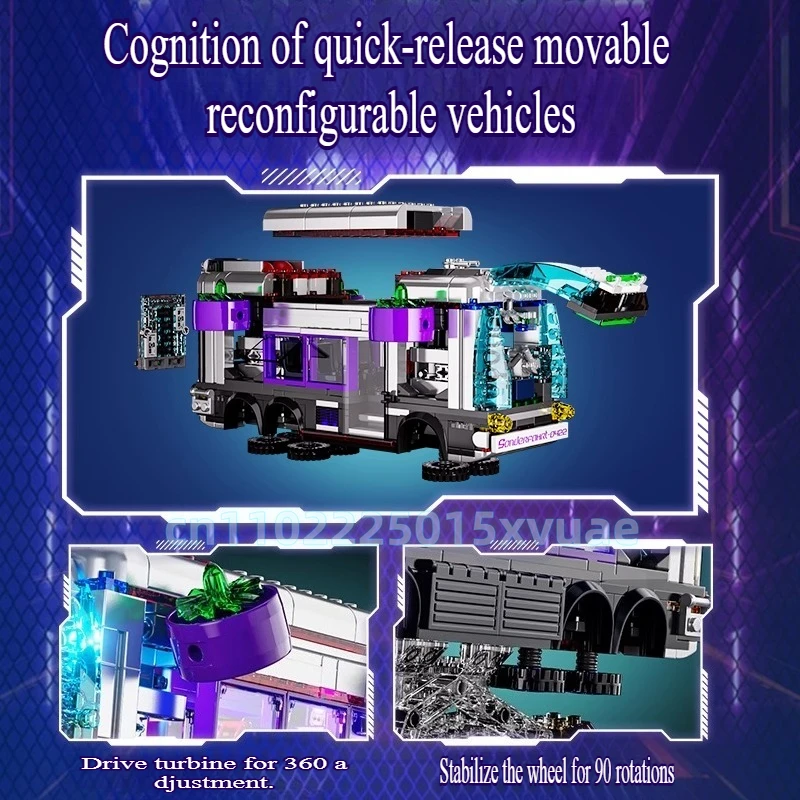 Future Bus Building Blocks Serie Cyberpunk Auto Piccolo assemblato Raccogliere modello Giocattoli Decorazione della stanza Regali di compleanno per bambini