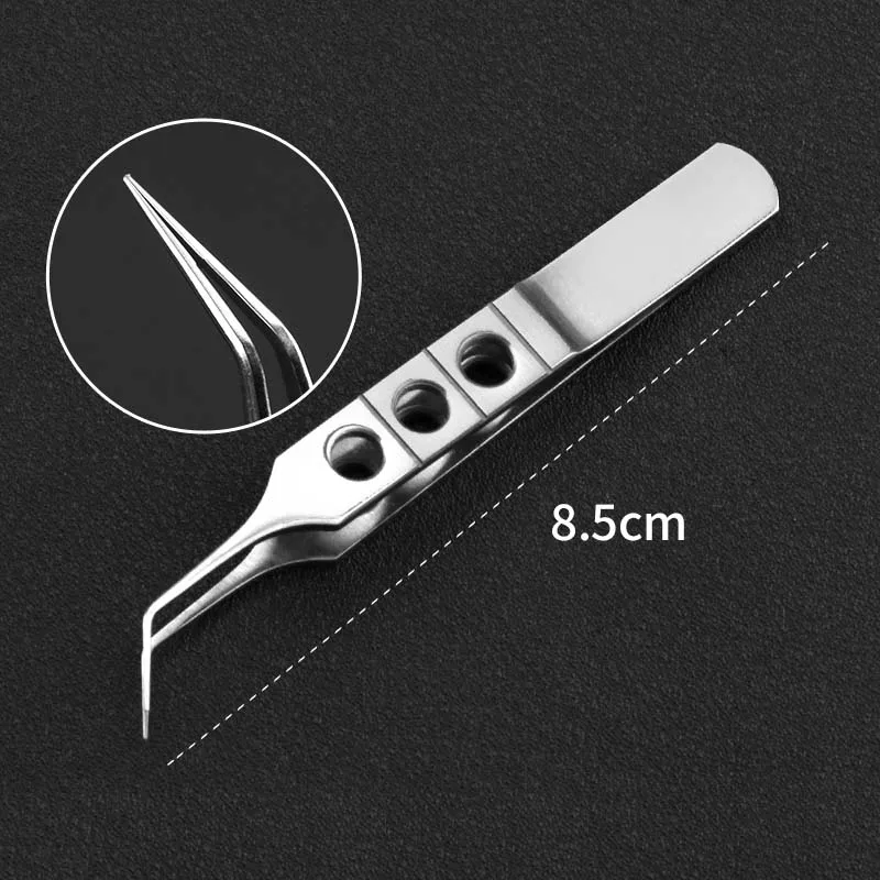 8.5cm Ophthalmic micro tweezers bifocals with platform clamp tooth hooks