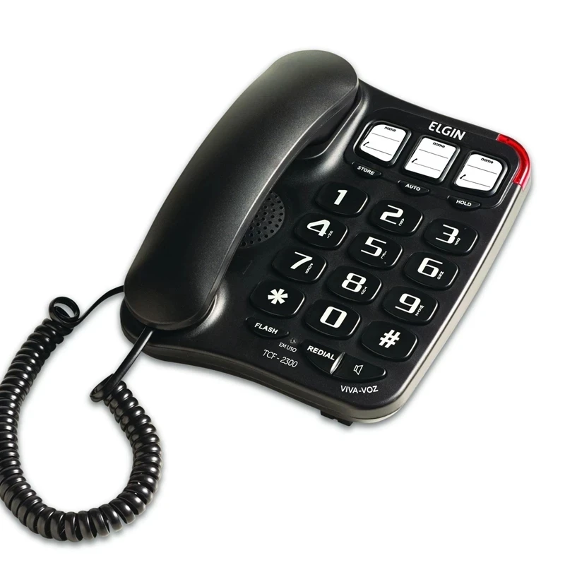 Elderly Telephone Big Button Black/White Telephone Large Adjustable Volume Last Number Redialing Corded Landline for Elderly