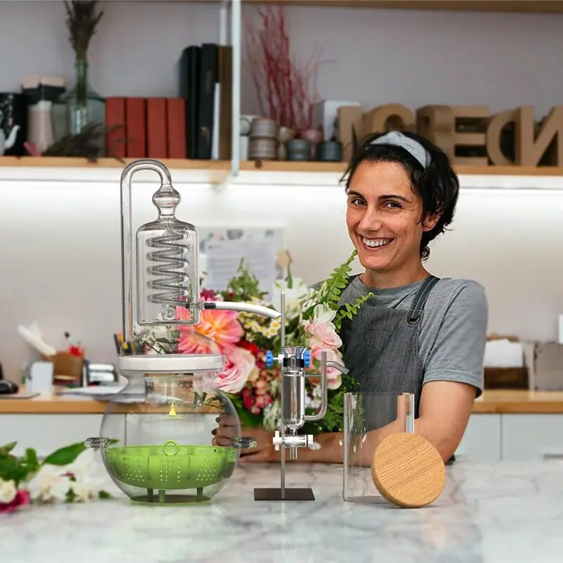 

Гидросолатор из стекла для домашнего использования, малогабаритный, для дистилляции эфирных масел, парфюмерный, экстрактор эфирных масел