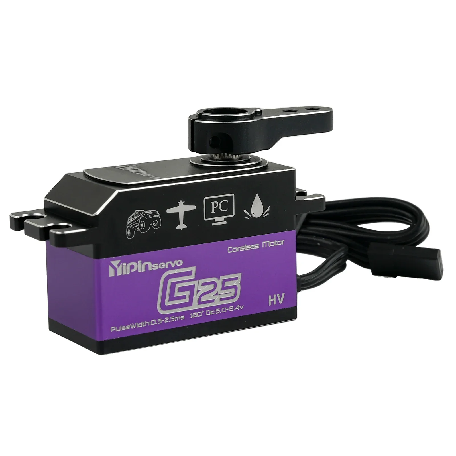 Servomoteur numérique sans noyau, corps court, entièrement en métal, 25KG, 180/270/360 degrés, jouets de bricolage, pièces pour voitures Robot, modèle d'avion