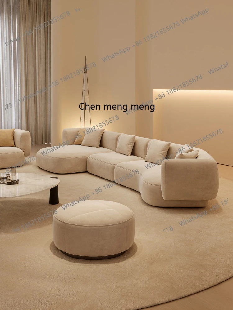 Frosted cloth large flat sofa cream style Italian minimalist combination princess curved sofa