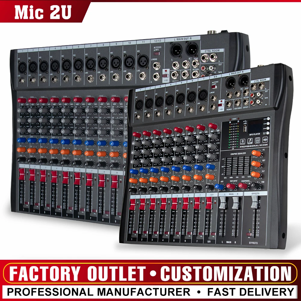 

8/12 channel mixer Bluetooth usb audio interface mixer CTM8/12 equalizer playback equipment mixer table 48V power PC Recording