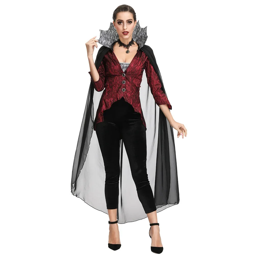 

Vampire Queen Witch Fancy Dress Cosplay Costumes Sexy Dresses For Women Female Halloween Carnival Party Gown Performance Uniform