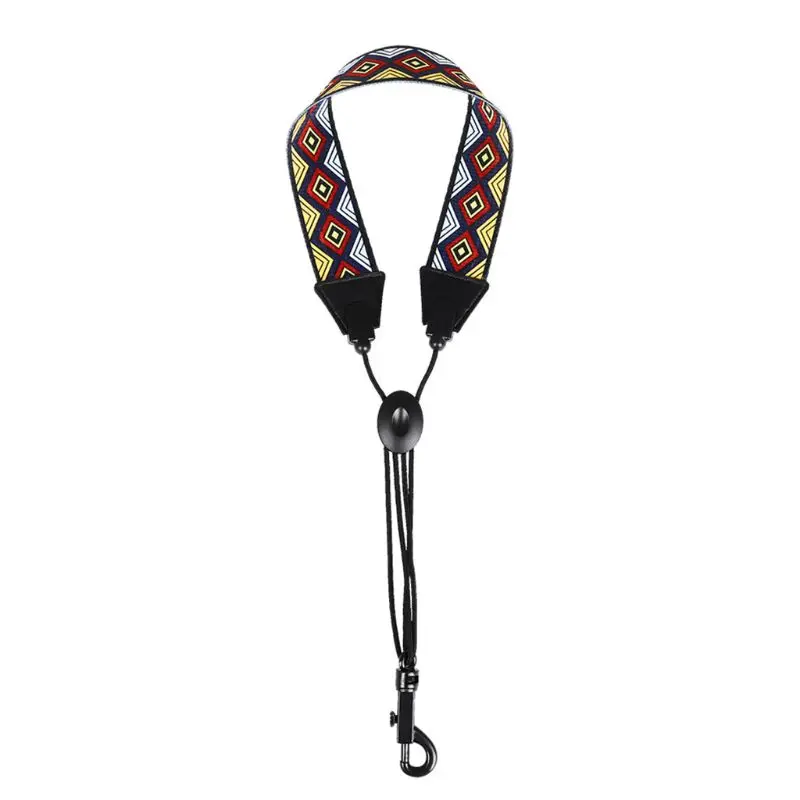 Rainbow Braided Pattern Soft Padded Saxophone Neck Strap for Alto Baritone