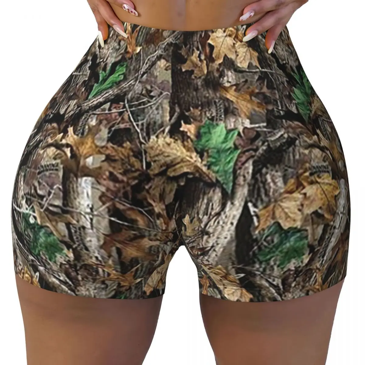 Personalizado real árvore camuflagem feminino ginásio treino correndo shorts atlético vôlei motociclista yoga shorts