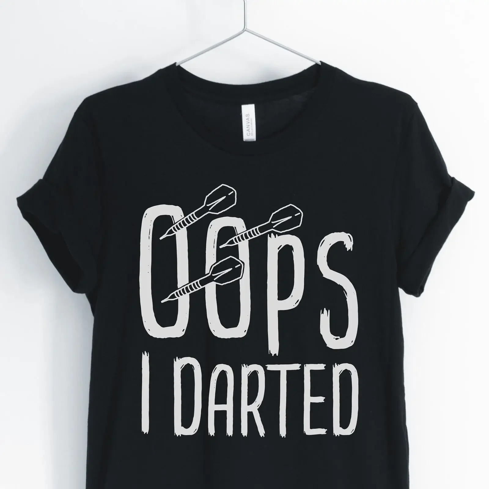 Oops I Darted Darts T Shirt Funny Cute Player Dartboard Women's vintage Washed Casual homme Stretched streetwear Soft Versatile
