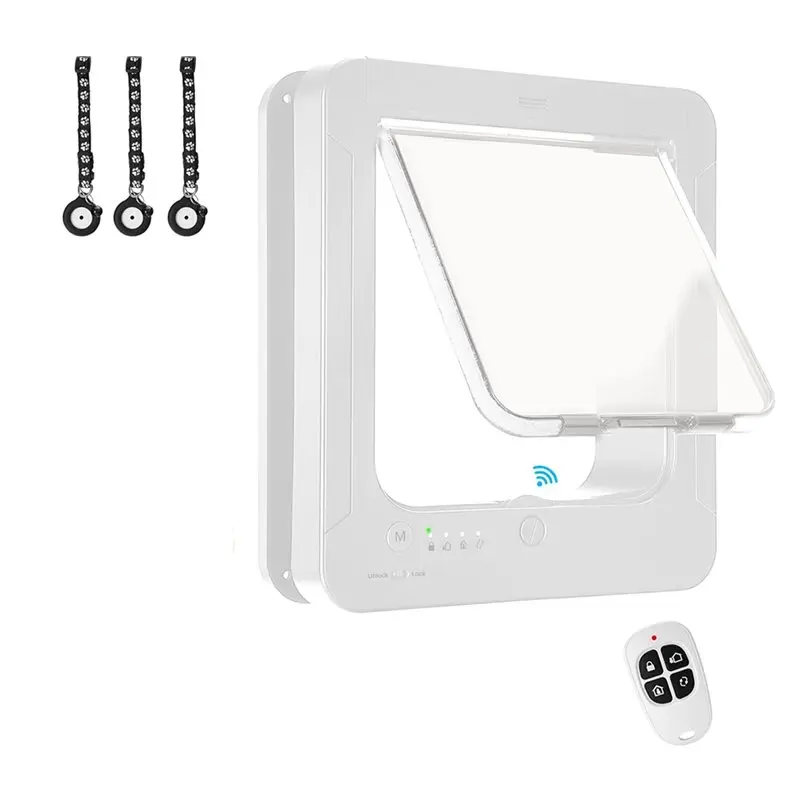 

Умная дверца для кошек MAKE-Smart с 3 датчиками-ошейниками, активируемыми RFID-метками, с дистанционным управлением, 4-сторонняя блокировка