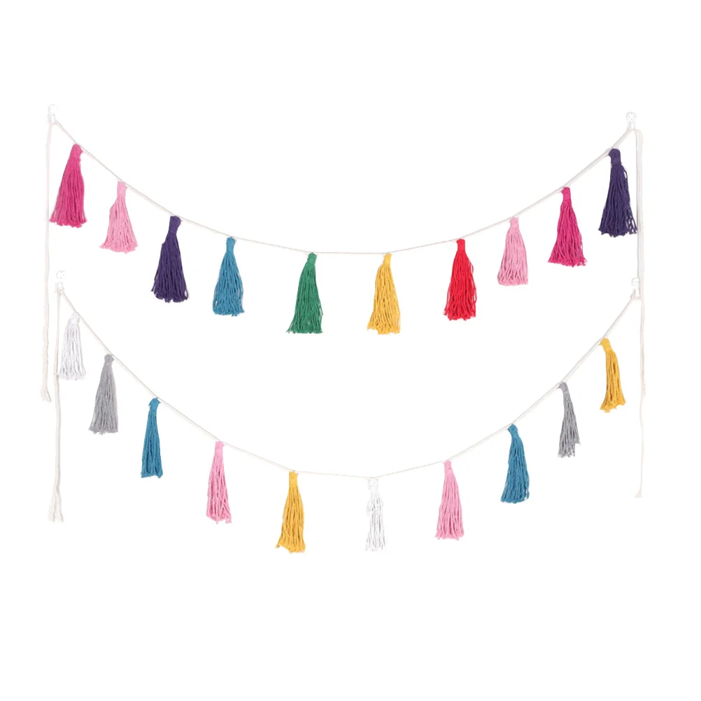 

2 Pcs Colorful Birthday Decorations Tassels Garlands Rainbow Wreath Baby Decals