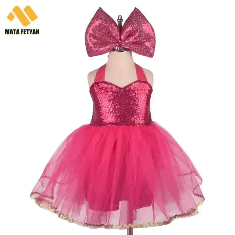 Barbie cosplay costume for girl lace tutu dress Christmas kid sling up party tusic bow headband 2pc set child frock clothes