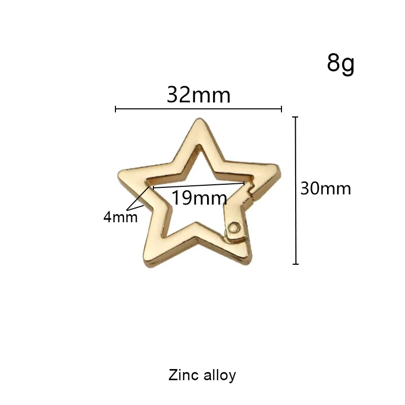19MM 27MM Pentagram Metal Spring Gate Keyring Hooks For Bags Purse Belt Openable Five-pointed Star Carabiner Buckles Accessories