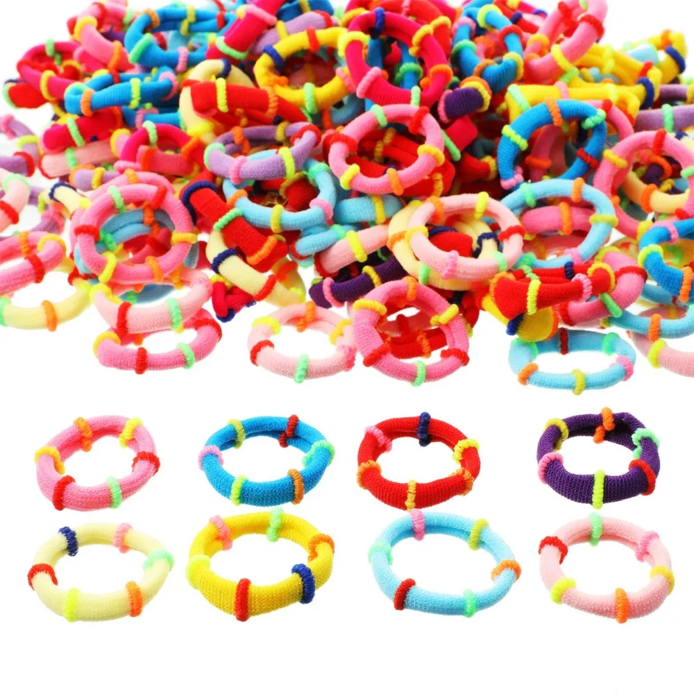 200 Pieces Soft Seamless Cotton Elastic Hair Ties Small Ponytail Holders No Crease Damage Stretchable Hairband Ropes for Baby Girls Kids Toddler Mixed Colors