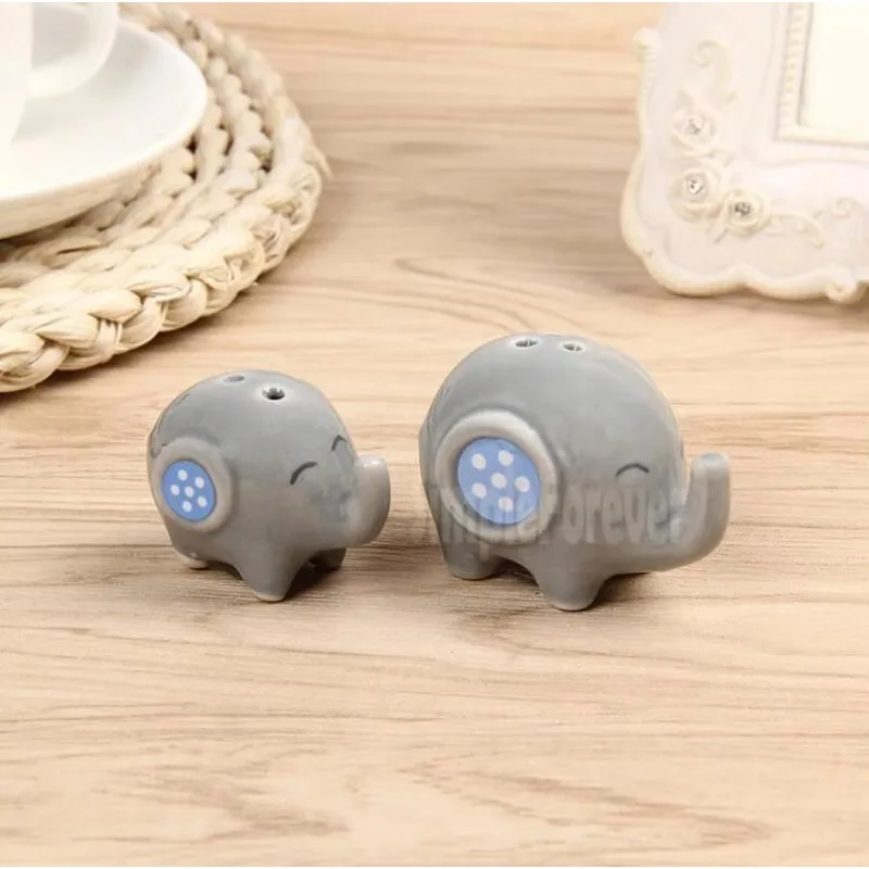 100pcs= 50sets Wedding Baby Shower Favor 'Mommy and Me - Little Peanut Elephant Ceramic Salt and Pepper Shaker