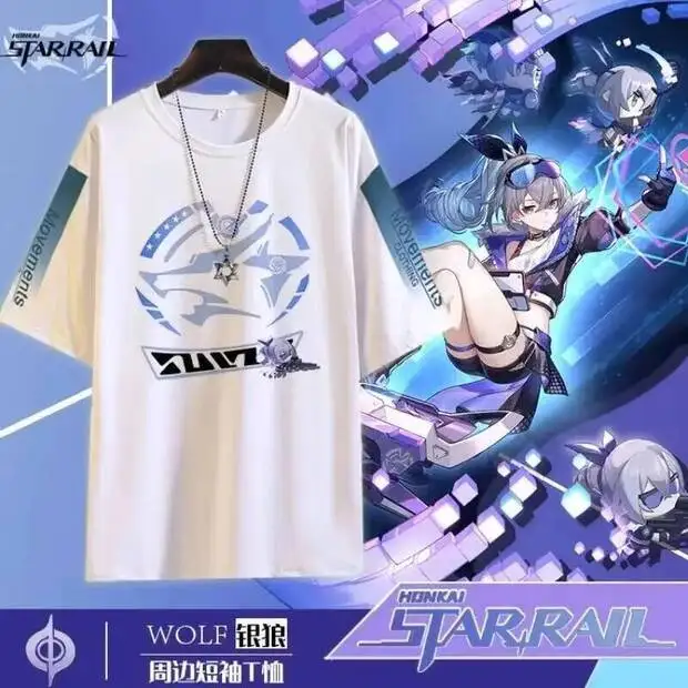 

Аниме-игра Honkai: Star Rail Cos Sier Wolf Jinliu Clara Herta Yanqing Seele и т. д. Повседневная футболка с круглым вырезом и коротким рукавом