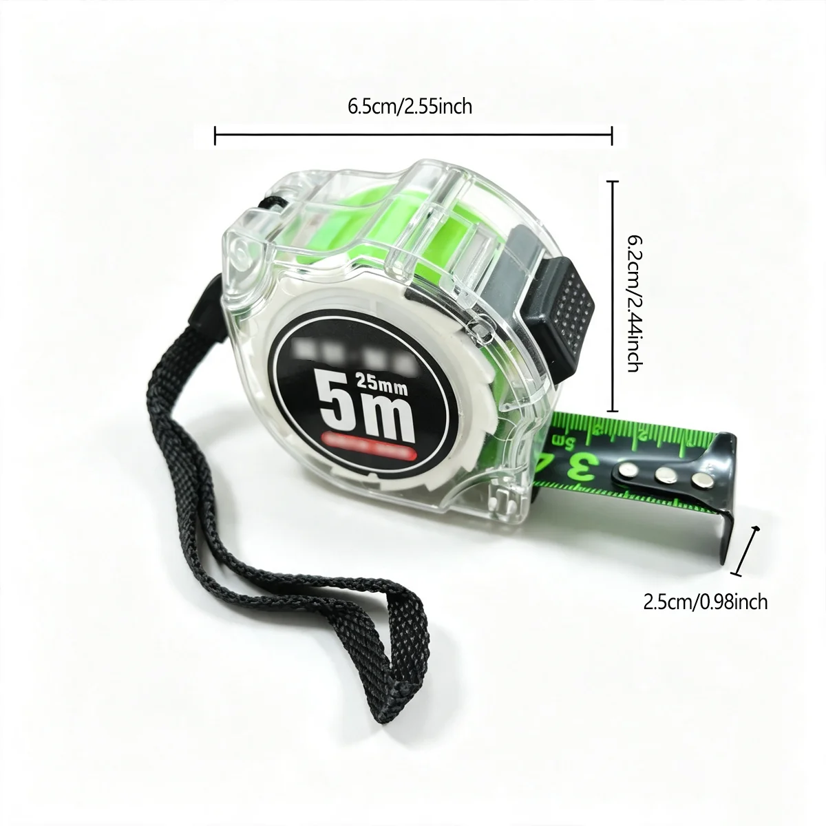 5-10M Black Fluorescent Tape Measure High Precision Steel Metric Retractable Ruler Wear-resistant and Drop-proof Tape Measure