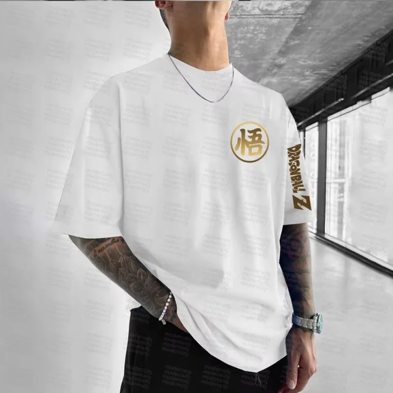 Koszulka męska Dragon Ball 2025, nowa kolekcja letnia, luźny krój, nadruk anime, styl uliczny, casualowa, oversize, Harajuku, krótki rękaw.