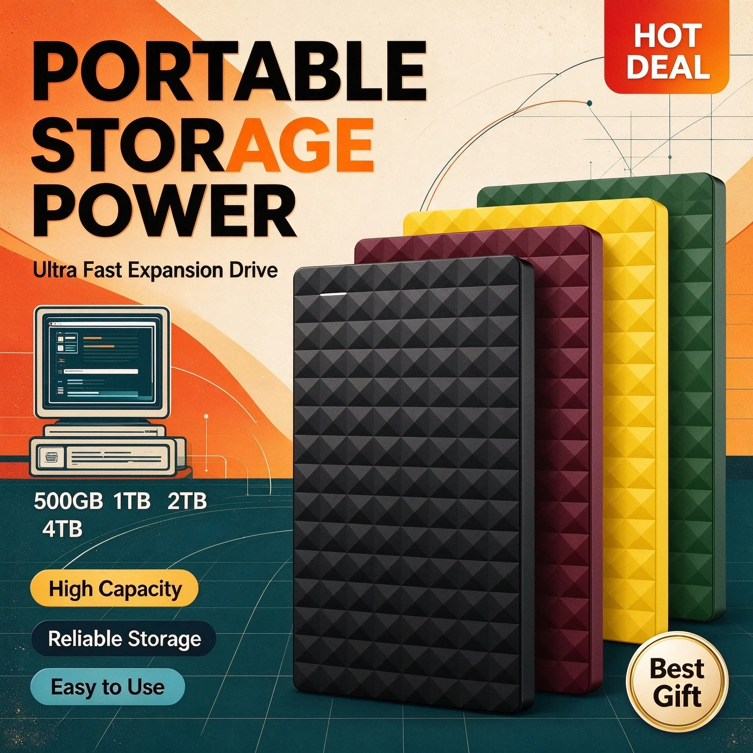 2026 High Speed  2.5 Inch 4TB Expansion Portable External Hard Drive  USB3.0 Ultra External For Laptop Internal Storage