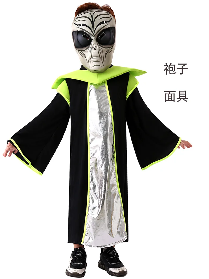 Halloween-Alien-Kostüm für Kinder – im Dunkeln leuchtendes Cosplay-Outfit mit UFO-Hut, Kleinkind-Partykleid für Bühnenauftritte
