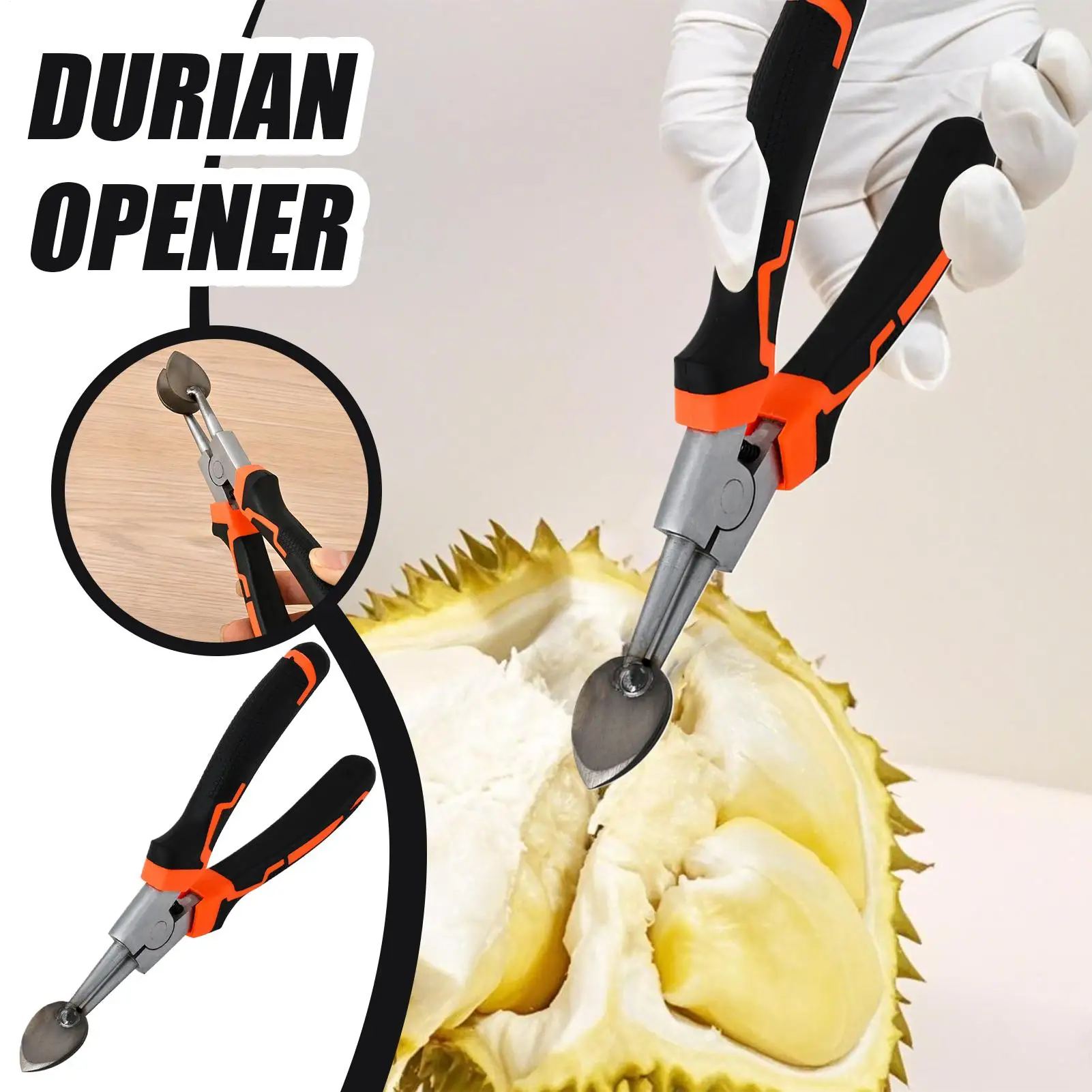Stainless Steel Durian Opener Clip Rustproof Pliers Durable Durian Peel Breaking Tool for Restaurant Household Cooking Tools