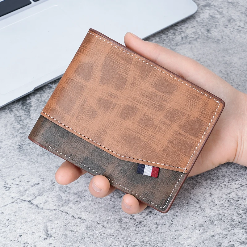 2024 Fashion Men's Wallet Short Fashion Frosted Color Wallet Multi-card Slot Large-Capacity Hinge Wallet Card Bag