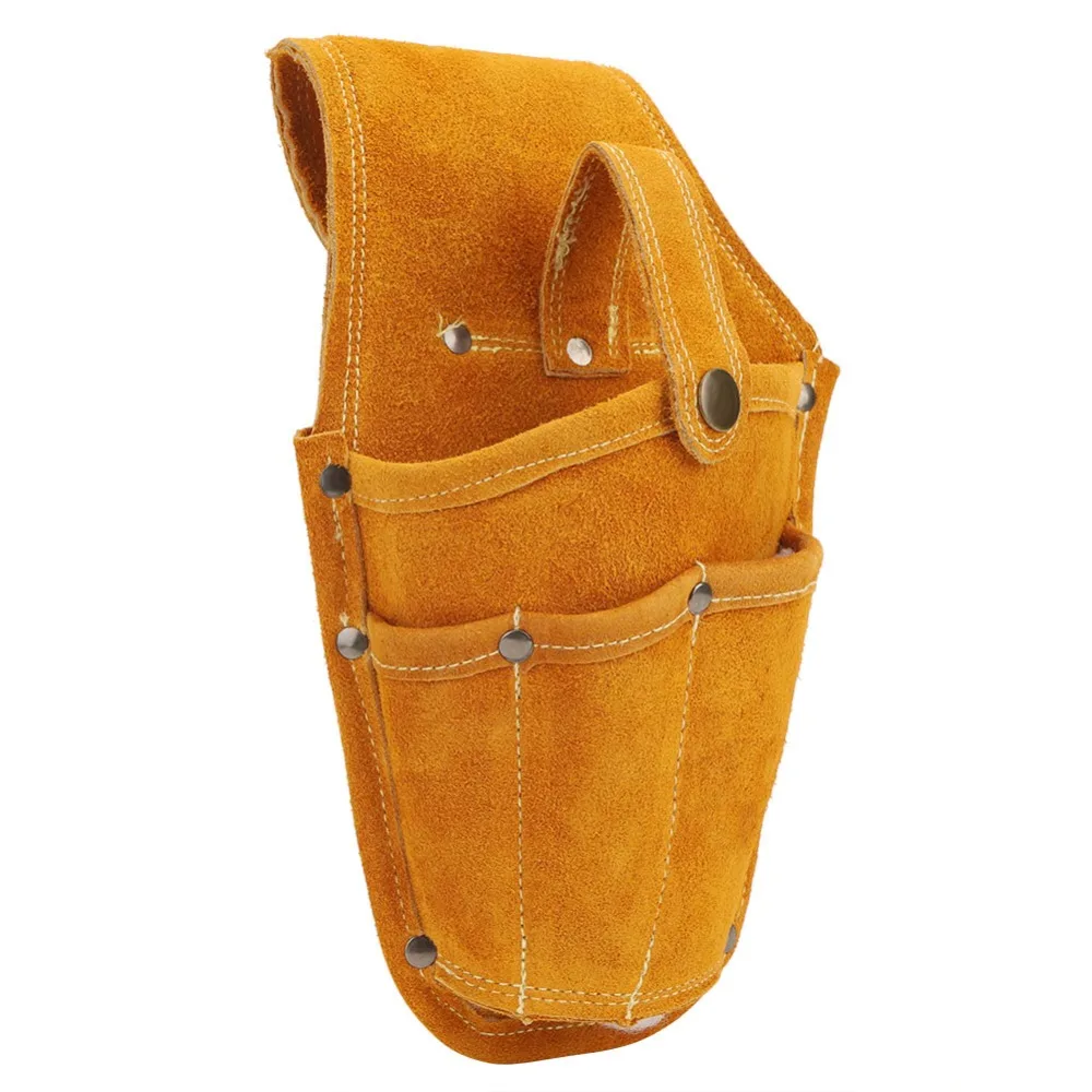 Cowhide Leather Tool Waist Bag Metal Snap Fastener High Strength Tool Pouch Belt Heavy Duty Split Design Storage Toolkit Bag