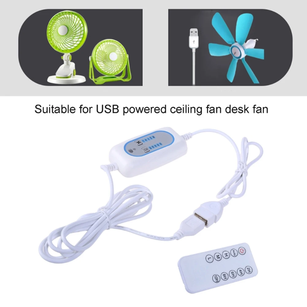Adjustable USB Fan Remote Control Power Cord 5 Adjustable Levels On Off Switch Power Supply Only Home And Office