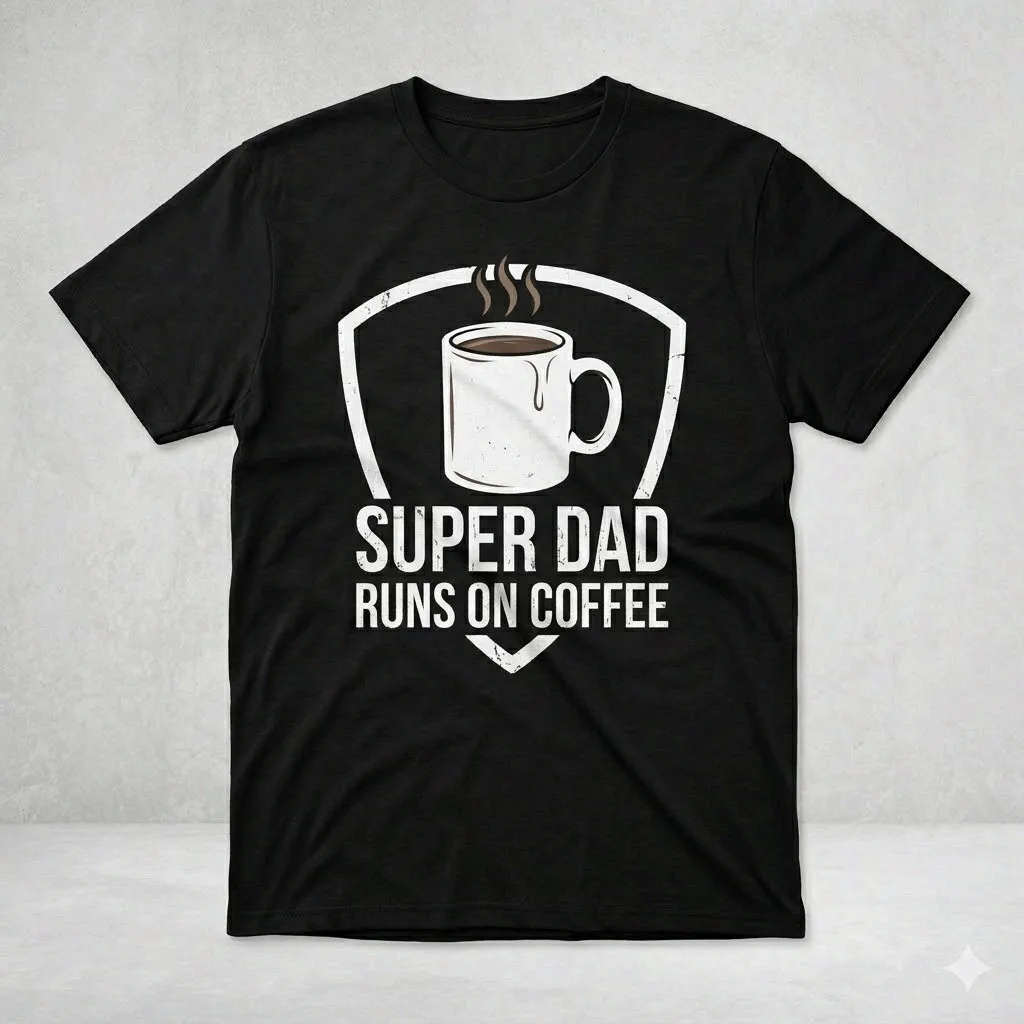 

Coffee Powered Dad Tee - Funny & Relatable Casual Shirt