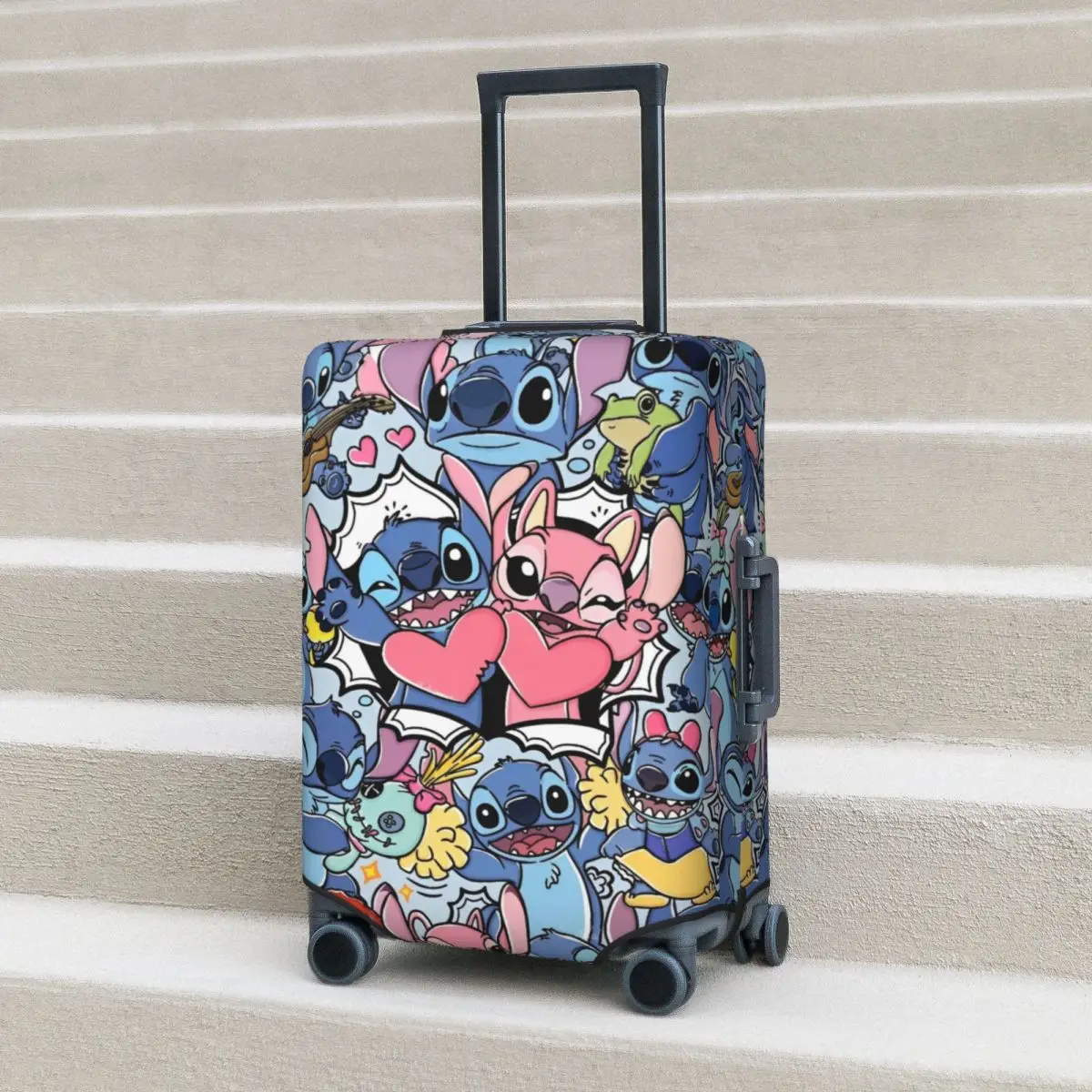 Cute Stitch Pattern Doodle Suitcase Cover Business Protector Flight Strectch Luggage Case