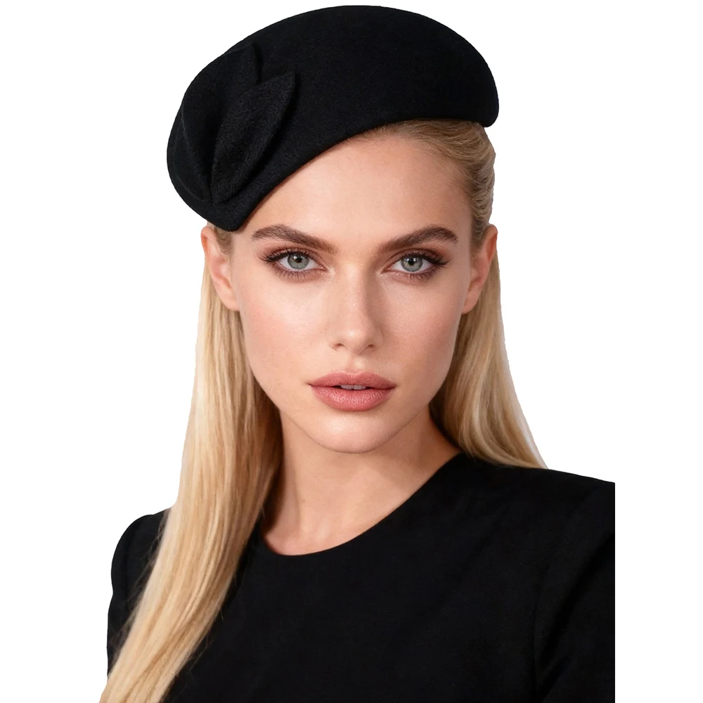Czerwono-zielony wełniany kapelusz typu pillbox w stylu vintage, elegancki kapelusz kościelny dla kobiet, fascynator na przyjęcie herbaciane, beret, czapka, chapeau femme 2026 — zdjęcie 5