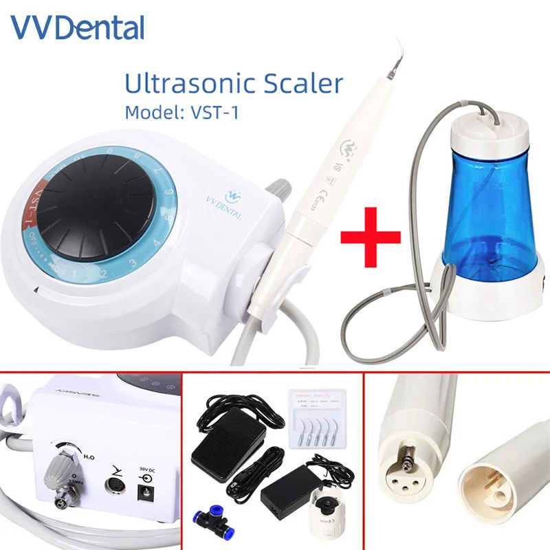 

VVDental Ultrasonic Scaler Unit With Auto-Water Supply System 5pcs Working Tips for SATELEC/ DTE Teeth Oral Cleaning Whitening