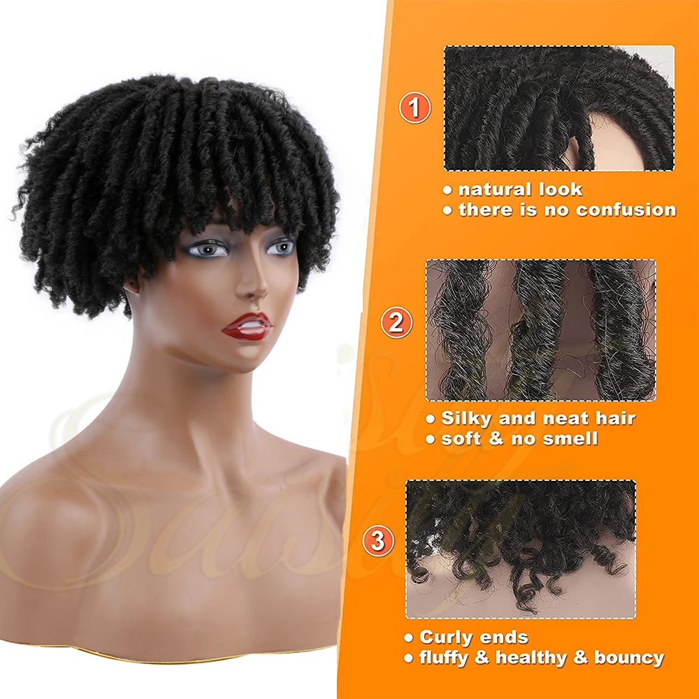 Synthetic Dreadlocks Hair Toupee15x17 Natural Wig Medium Wig for African Women Black Brown Crochet Soul Locs Braids Wigs