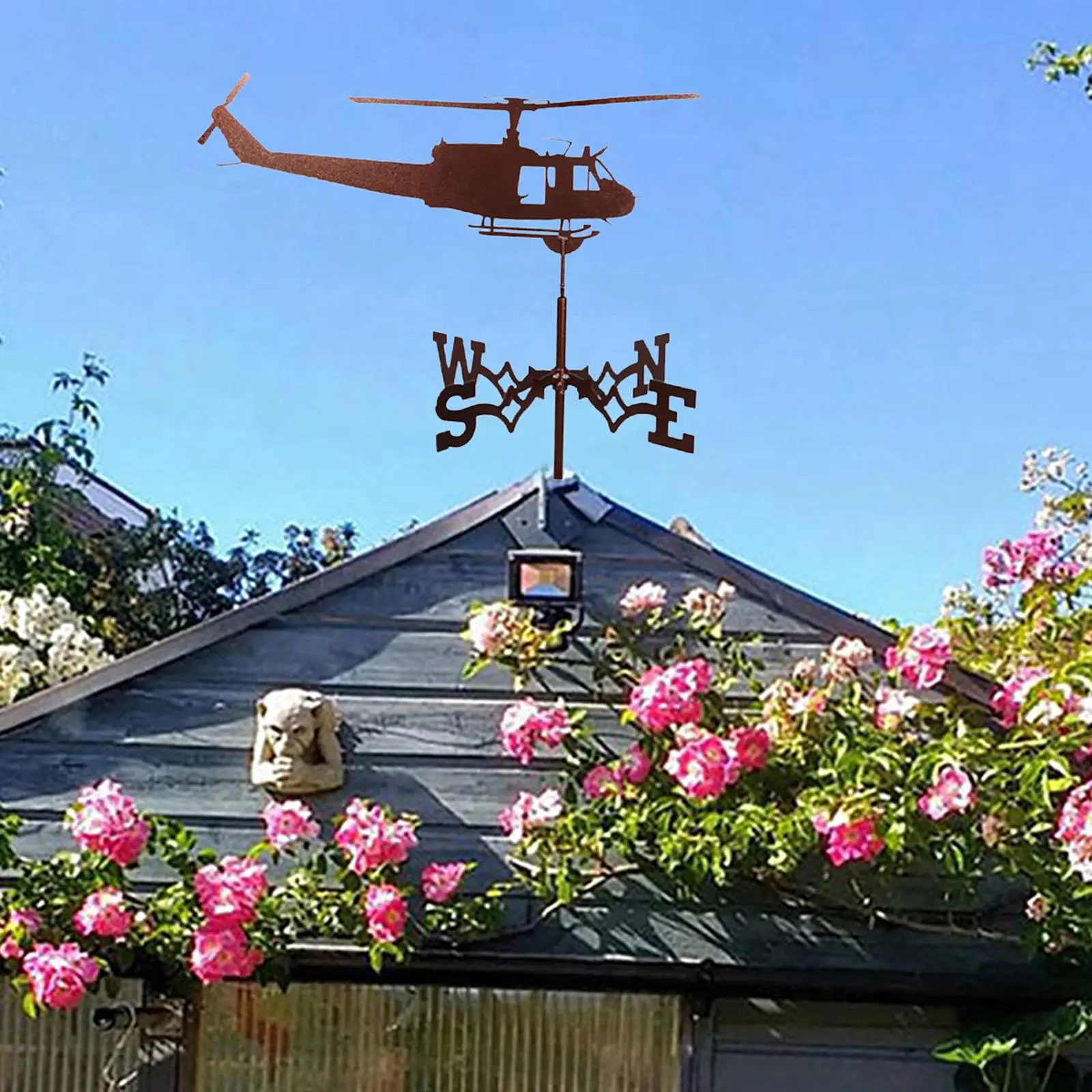 Retro Stainless Weathervane Wind Direction Indicators Garden Stake barn Roof view 3