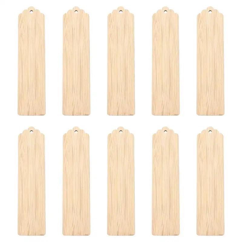 10pcs Wood Blank Retro Blank Bookmarks Tags Label Unfinished Wood Tags Painting Craft Retro Blank Bookmarks Tags Label DIY