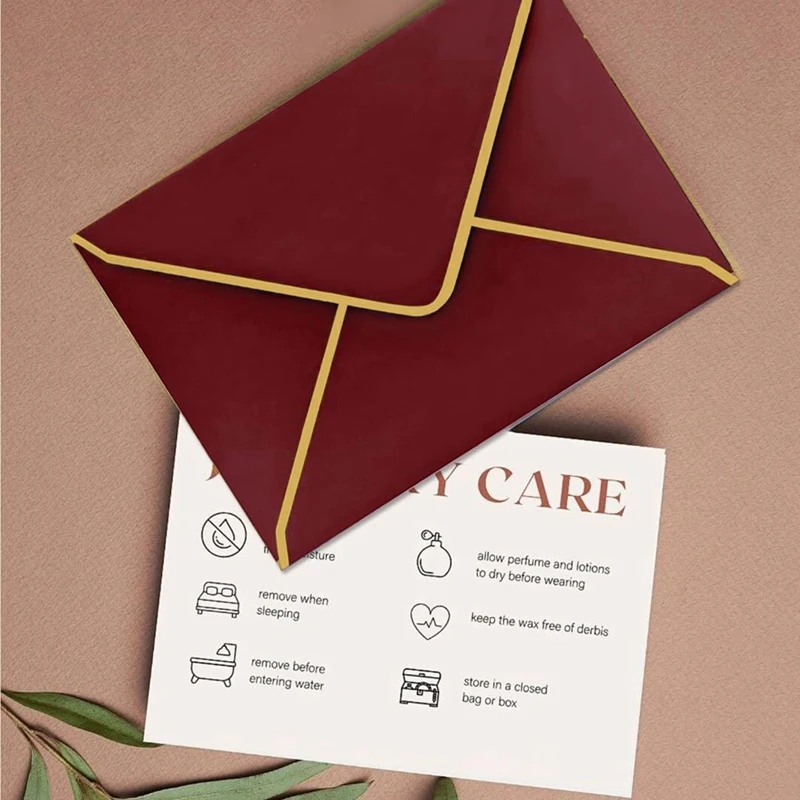 100 PCS A7 Burgundy Invitation Envelopes With Gold Border, 5X7 Inch, V-Flap, Quick Seal - Perfect For Special Occasions