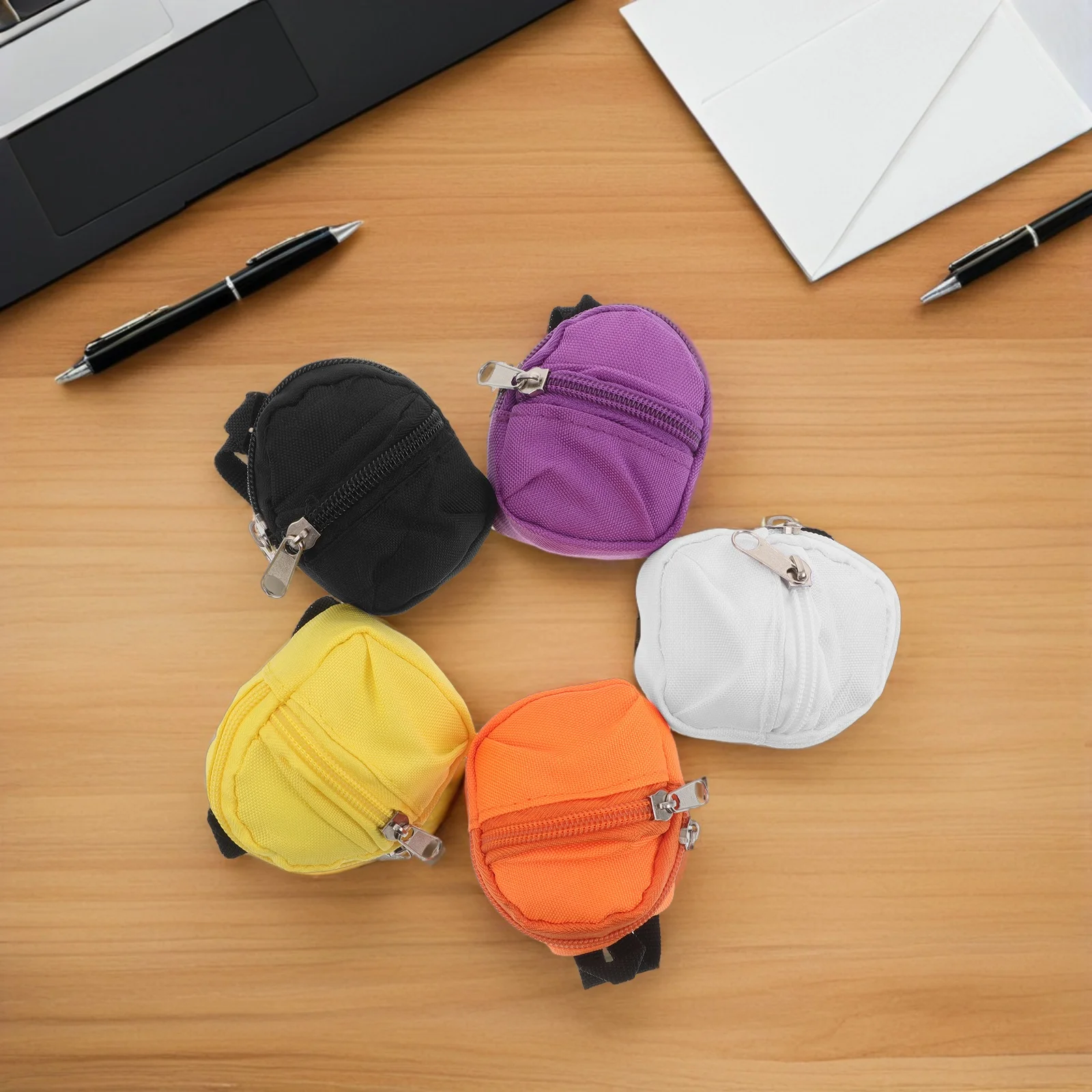 

5Pcs Mini Keychain Backpack Coin Purse Compact Zipper Holder Travel Small Change Pouch Portable Key Ring Bag Charm for Women