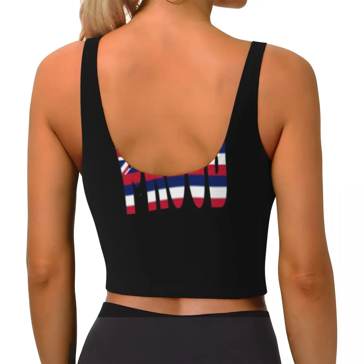 Athletic Camisole Honolulu Hawaii Flag In The Words Proud - Hawaiian Coach Training Session High Neck Workout Top