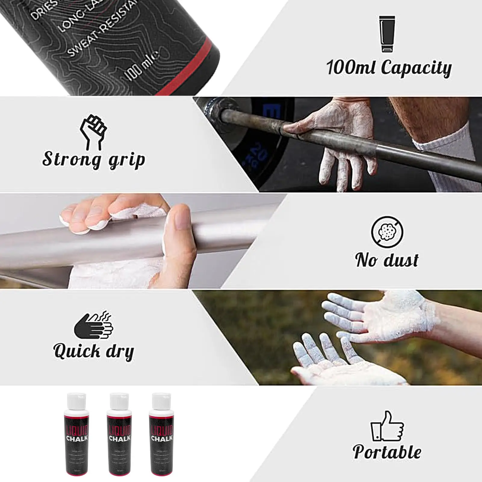 50/100ml Lifting Chalk for Weightlifting Sweat-Resistant Long-Lasting Grip Hand Chalk Liquid Weightlifting Chalk image 4