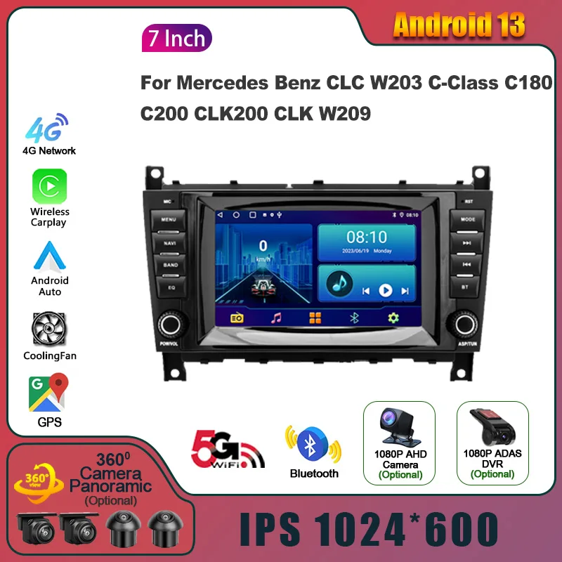 

Android For Mercedes Benz CLC W203 C-Class C180 C200 CLK200 CLK W209 Radio Multimedia Wireless Carplay 2 Din Screen Head Unit