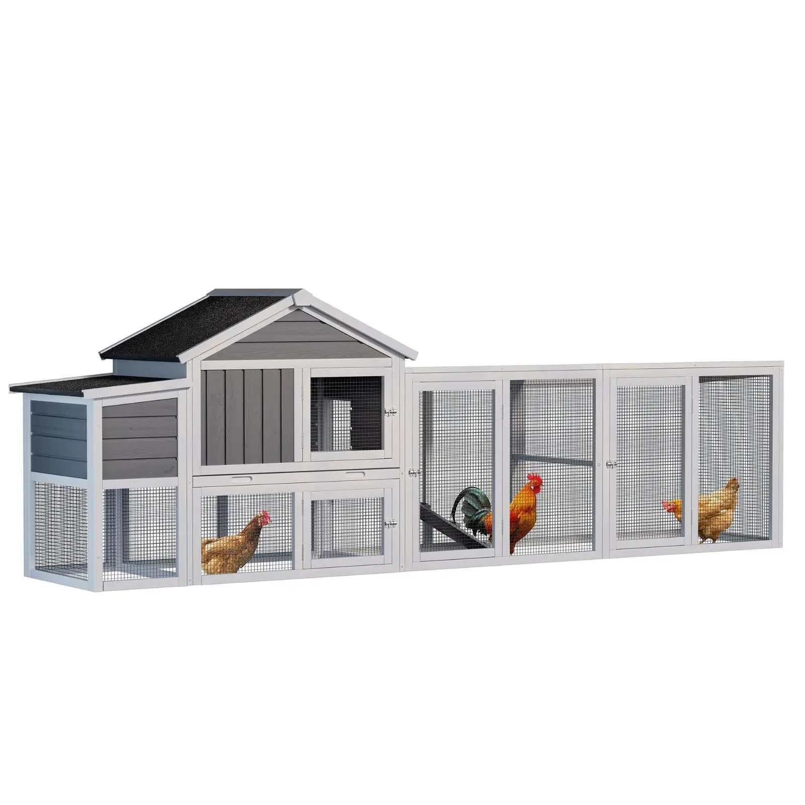 

Chicken House Outdoor Large Wooden Hen Coop Removable Tray Secure Nesting Box Waterproof Panels for Chickens