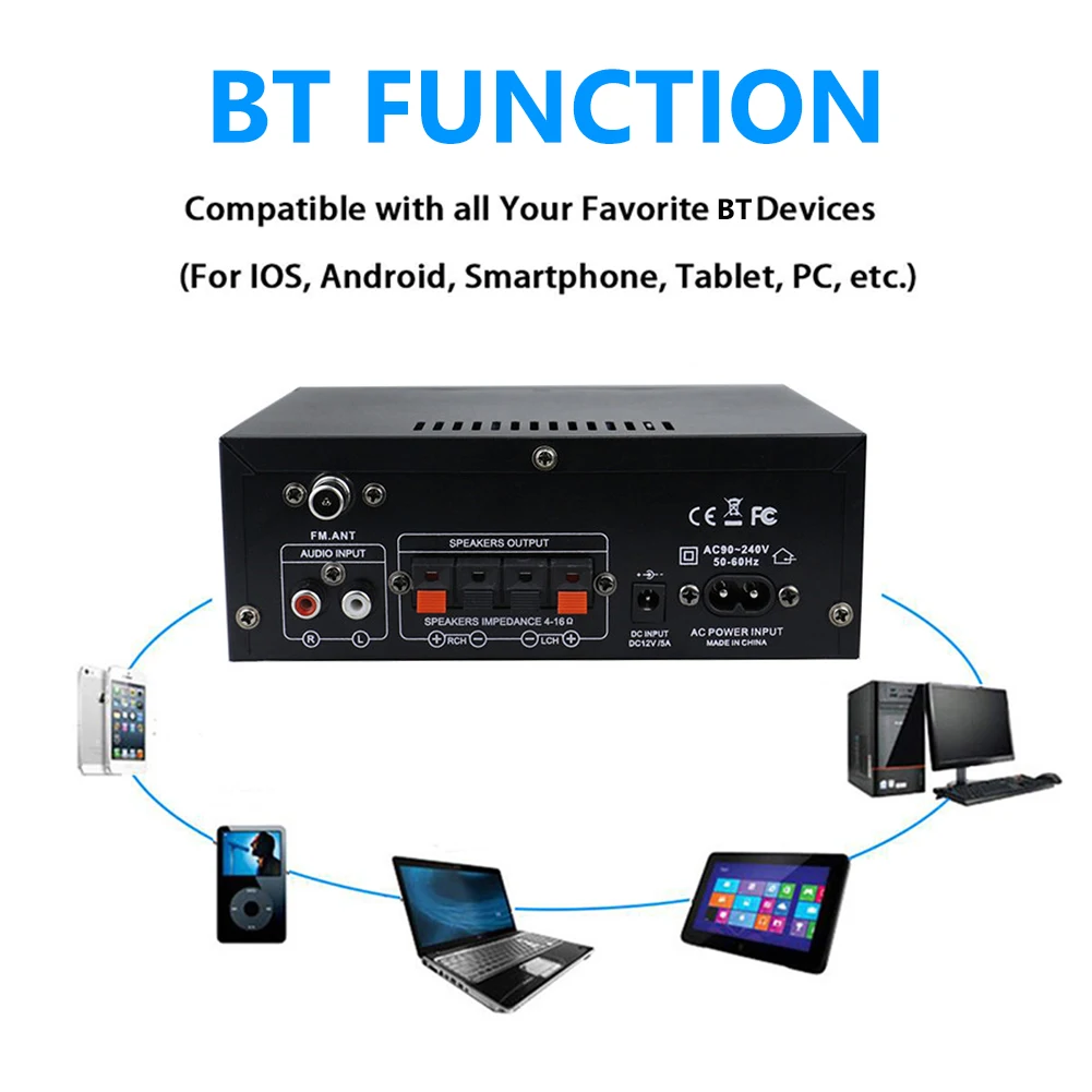 HiFi Digital Amplifier 40Wx2 AK45 2.0 Channel HiFi Stereo Amplifier Receiver AC 90V-240V Bluetooth-compatible 5.0 for Home Car